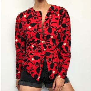 Vintage silk button down blazer blouse